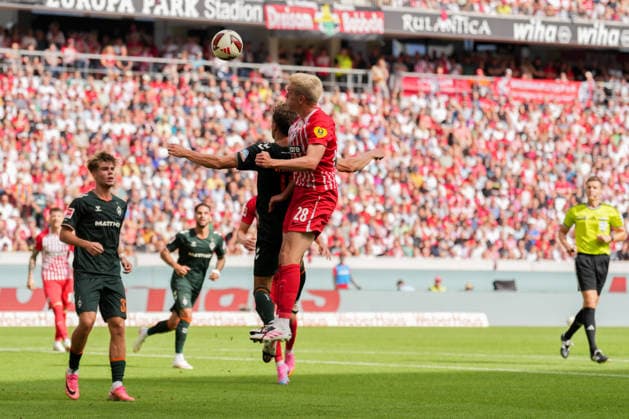 1. Bundesliga: SC Freiburg vs SV Werder Bremen, 30.08.2026 Kopfballduell zwischen Matthias Ginter (SC Freiburg, 28) und Marco Friedl (SV Werder Bremen, 32) 1. Bundesliga: SC Freiburg vs SV Werder Bremen, Europa-Park-Stadion, 30.08.2026 DFB DFL REGULATIONS PROHIBIT ANY USE OF PHOTOGRAPHS AS IMAGE SEQUENCES AND OR QUASI-VIDEO. *** 1 Bundesliga: SC Freiburg vs. SV Werder Bremen, August 30, 2026; Heading duel between Matthias Ginter (SC Freiburg, 28) and Marco Friedl (SV Werder Bremen, 32); 1 Bundesliga: SC Freiburg vs. SV Werder Bremen, Europa-Park Stadium, August 30, 2026 DFB and DFL regulations prohibit any use of photographs as image sequences and or quasi-video. Copyright: xBEAUTIFULxSPORTS Boscox