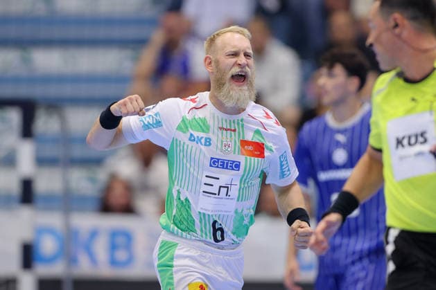 30.08.2026, xtgx, Handball Opel HBL, VfL Gummersbach - SC Magdeburg emspor, v.l. Matthias Musche (Magdeburg, 6) jubel, Torjubel, jubelt ueber das Tor, celebrate the goal, celebration Gummersbach