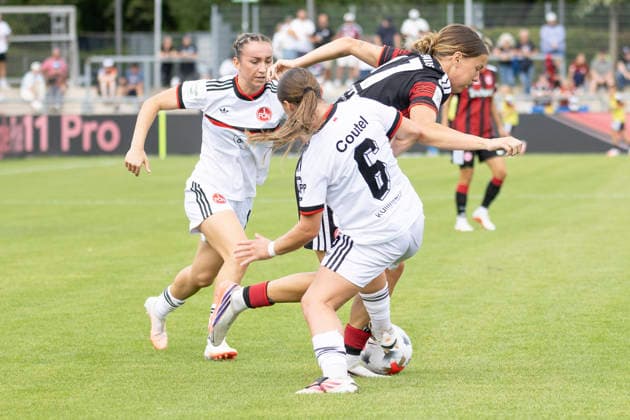 GPFBL: Eintracht Frankfurt - 1. FC Nürnberg, 30.08.2026 Charline Coutel (1. FC Nürnberg 6) im zweikampf gege Larissa Mühlhaus (Eintracht Frankfurt 47), Eintracht Frankfurt - 1. FC Nürnberg, Frankfurt, Stadion am Brentanobad, 30.8.2026 *** GPFBL Eintracht Frankfurt vs. 1. FC Nürnberg, August 30, 2026 Charline Coutel (1. FC Nürnberg) 6 in a tackle against Larissa Mühlhaus (Eintracht Frankfurt) 47, Eintracht Frankfurt 1 FC Nuremberg, Frankfurt, Stadion am Brentanobad, August 30, 2026 Copyright: xBEAUTIFULxSPORTS Gawlikx