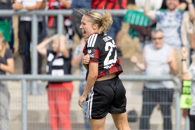 GPFBL: Eintracht Frankfurt - 1. FC Nürnberg, 30.08.2026 Danique Tolhoek (Eintracht Frankfurt 22) erzielte das Tor den Treffer zum 1:1 Ausgleich, Eintracht Frankfurt - 1. FC Nürnberg, Frankfurt, Stadion am Brentanobad, 30.8.2026 *** GPFBL Eintracht Frankfurt vs. 1. FC Nuremberg, August 30, 2026 Danique Tolhoek of Eintracht Frankfurt (No. 22) scored the goal that tied the game at 1–1, Eintracht Frankfurt vs. 1. FC Nürnberg, Frankfurt, Stadion am Brentanobad, August 30, 2026 Copyright: xBEAUTIFULxSPORTS Gawlikx