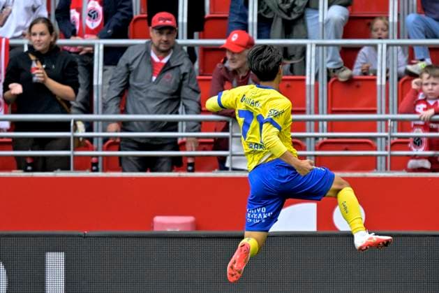 Royal Antwerp FC v Sint-Truidense VV - Jupiler Pro League DEURNE, BELGIUM - AUGUST 30 : Araki Ryotaro midfielder of Sint-Truidense VV celebrates scoring a goal during the Jupiler Pro League match between Royal Antwerp FC and Sint-Truidense VV on August 30, 2026 in Deurne, Belgium, 30 08 2026 Deurne Belgium  Copyright: xSesx