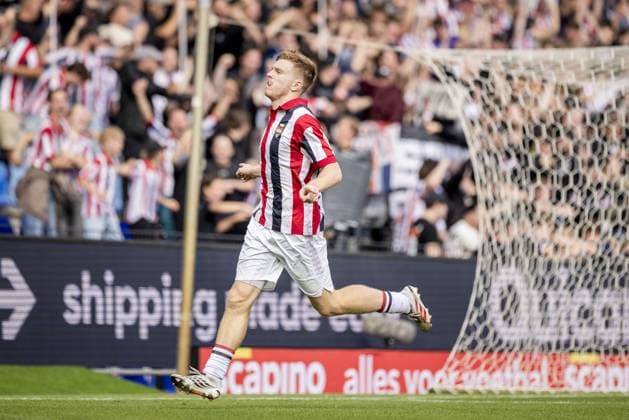 TILBURG - Devin Haen of Willem II celebrates scoring the 2-2 during the Dutch Eredivisie match between Willem II and SC Heerenveen at the Koning Willem II Stadion on August 30, 2026, in Tilburg, the Netherlands. MORITZ MUELLER ANP 2026 27 Eredivisie xVIxANPxSportx xxANPxIVx 566601370 originalFilename: 566601370.jpg