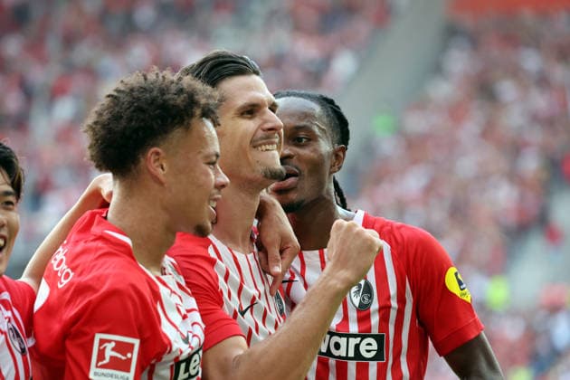 30.08.26 SC Freiburg - SV Werder Bremen Deutschland, Freiburg, 30.08.2026, Fussball, Bundesliga, Saison 2026 2027, SC Freiburg - SV Werder Bremen: Igor Matanovic (SC Freiburg); Jubel Tor 2:0 Matanovic. *** August 30, 2026 SC Freiburg vs. SV Werder Bremen Germany, Freiburg, August 30, 2026, Soccer, Bundesliga, 2026–2027 Season, SC Freiburg vs. SV Werder Bremen Igor Matanovic SC Freiburg Celebrates Goal 2–0 Matanovic