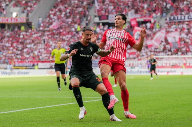 1. Bundesliga: SC Freiburg vs SV Werder Bremen, 30.08.2026 Zweikampf zwischen Marco Friedl (SV Werder Bremen, 32) und Igor MatanoviÄ‡ (SC Freiburg, 31) 1. Bundesliga: SC Freiburg vs SV Werder Bremen, Europa-Park-Stadion, 30.08.2026 DFB DFL REGULATIONS PROHIBIT ANY USE OF PHOTOGRAPHS AS IMAGE SEQUENCES AND OR QUASI-VIDEO. *** Bundesliga Match: SC Freiburg vs. SV Werder Bremen, August 30, 2026. A duel between Marco Friedl of SV Werder Bremen (age 32) and Igor Matanovic SC Freiburg, 31 1 Bundesliga SC Freiburg vs. SV Werder Bremen, Europa-Park Stadium, August 30, 2026 DFB and DFL regulations prohibit any use of photographs as image sequences and or quasi-video. Copyright: xBEAUTIFULxSPORTS Boscox