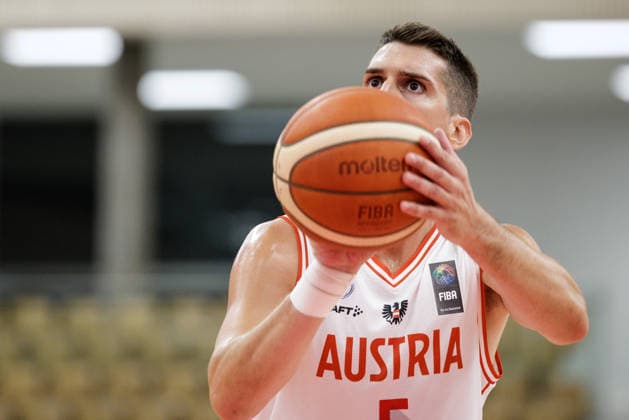 BASKETBALL - FIBA EuroBasket, quali, AUT vs MKD VIENNA,AUSTRIA,30.AUG.26 - BASKETBALL - FIBA EuroBasket 2029 Pre-Qualifier, Austria vs North Macedonia. Image shows Bogic Vujosevic (AUT).  GEPAxpictures xArminxRauthner