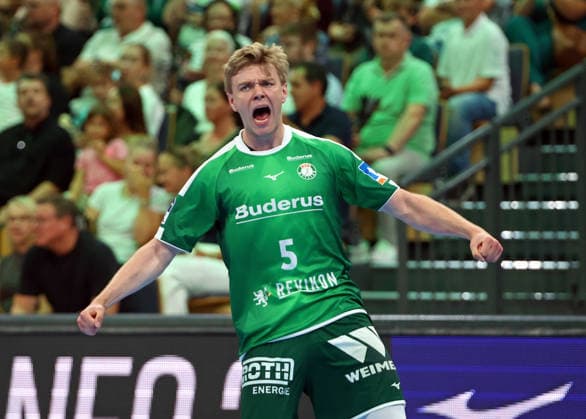 30.08.2026, xovx, Handball Opel Handball-Bundesliga, HSG Wetzlar - SG BBM Bietigheim Jubel bei Tristan Kirschner (HSG Wetzlar) Wetzlar Buderus Arena Hessen Deutschland (DE)