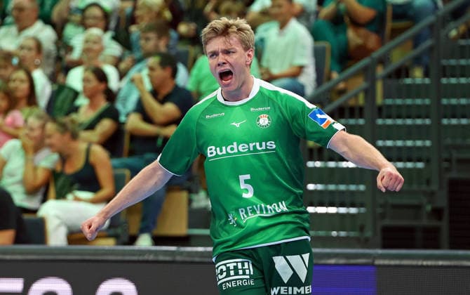 30.08.2026, xovx, Handball Opel Handball-Bundesliga, HSG Wetzlar - SG BBM Bietigheim Jubel bei Tristan Kirschner (HSG Wetzlar) Wetzlar Buderus Arena Hessen Deutschland (DE)