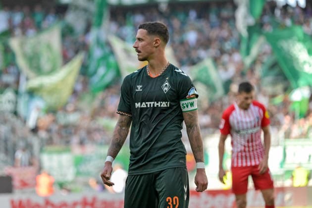Marco Friedl (SV Werder Bremen, 32) GER, SC Freiburg vs Werder Bremen, Fussball, Bundesliga, 1. Spieltag, Saison 2026 2027, 30.08.2026 DFL DFB REGULATIONS PROHIBIT ANY USE OF PHOTOGRAPHS AS IMAGE SEQUENCES AND OR QUASI-VIDEO GER, SC Freiburg vs Werder Bremen, Fussball, Bundesliga, 1. Spieltag, Saison 2026 2027, 30.08.2026 Freiburg *** Marco Friedl, SV Werder Bremen, 32 GER, SC Freiburg vs. Werder Bremen, Soccer, Bundesliga, Matchday 1, 2026–2027 Season, August 30, 2026 DFL DFB regulations prohibit any use of photographs as image sequences and or quasi-video GER, SC Freiburg vs. Werder Bremen, Soccer, Bundesliga, Matchday 1, 2026–2027 season, August 30, 2026, Freiburg Copyright: xEibner-Pressefotox EP_THS