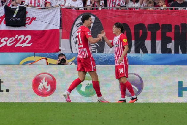 1. Bundesliga: SC Freiburg vs SV Werder Bremen, 30.08.2026 Torjubel zum 4:0 durch Yuito Suzuki (SC Freiburg, 14) 1. Bundesliga: SC Freiburg vs SV Werder Bremen, Europa-Park-Stadion, 30.08.2026 DFB DFL REGULATIONS PROHIBIT ANY USE OF PHOTOGRAPHS AS IMAGE SEQUENCES AND OR QUASI-VIDEO. *** 1 Bundesliga: SC Freiburg vs. SV Werder Bremen, August 30, 2026—Celebration of the 4–0 goal by Yuito Suzuki (SC Freiburg), 14 1 Bundesliga: SC Freiburg vs. SV Werder Bremen, Europa-Park Stadium, August 30, 2026 DFB and DFL regulations prohibit any use of photographs as image sequences and or quasi-video u009D Copyright: xBEAUTIFULxSPORTS Boscox