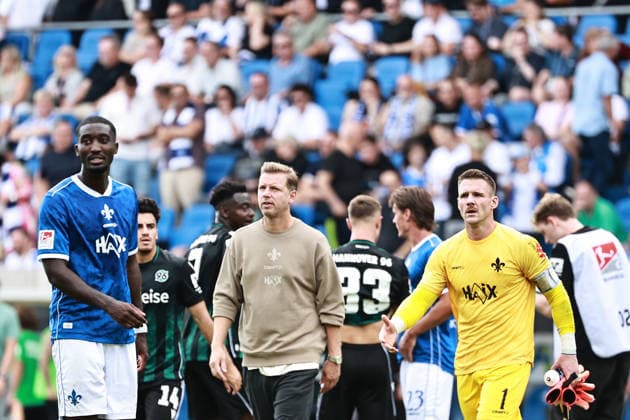 30.08.2026, xtvx, Fussball 2.Bundesliga, SV Darmstadt 98 - Hannover 96 v.l. Patric Pfeiffer (SV Darmstadt 98) Trainer Florian Kohfeldt (SV Darmstadt 98) Torwart Marcel Schuhen (SV Darmstadt 98) nach dem Spiel, after the match (DFL DFB REGULATIONS PROHIBIT ANY USE OF PHOTOGRAPHS as IMAGE SEQUENCES and or QUASI-VIDEO) Darmstadt *** August 30, 2026, xtvx, Soccer 2. Bundesliga, SV Darmstadt 98 vs. Hannover 96, featuring Patric Pfeiffer, SV Darmstadt 98 Coach Florian Kohfeldt, SV Darmstadt 98 Goalkeeper Marcel Schuhen, SV Darmstadt 98 after the game, after the match DFL DFB REGULATIONS PROHIBIT ANY USE OF PHOTOGRAPHS as IMAGE SEQUENCES and or QUASI-VIDEO Darmstadt