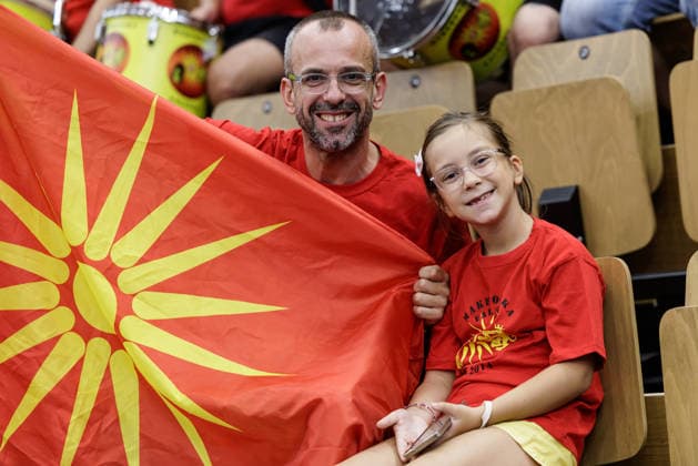 BASKETBALL - FIBA EuroBasket, quali, AUT vs MKD VIENNA,AUSTRIA,30.AUG.26 - BASKETBALL - FIBA EuroBasket 2029 Pre-Qualifier, Austria vs North Macedonia. Image shows fans of MKD.  GEPAxpictures xArminxRauthner