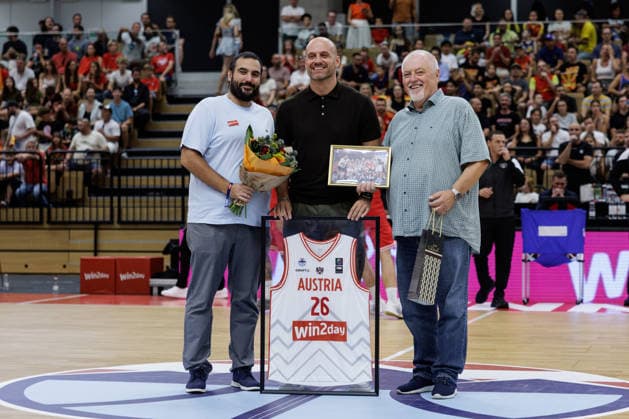 BASKETBALL - FIBA EuroBasket, quali, AUT vs MKD VIENNA,AUSTRIA,30.AUG.26 - BASKETBALL - FIBA EuroBasket 2029 Pre-Qualifier, Austria vs North Macedonia. Image shows Enis Murati (AUT).  GEPAxpictures xArminxRauthner