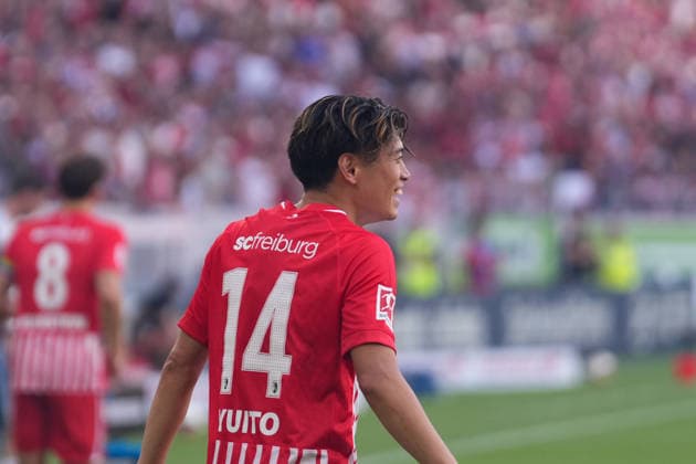 Yuito Suzuki (SC Freiburg, 14) Torjubel, Emotionen, Torschuss, Abschluss, Torerfolg, Tor, Treffer , Deutschland, Fussball, 1. Bundesliga, 1.Spieltag, 2026 2027, SC Freiburg vs. SV Werder Bremen, 30.08.2026, Europa-Park Stadion, Freiburg Freiburg Europa-Park Stadion Baden-Württemberg Deutschland *** Yuito Suzuki, SC Freiburg, 14 goal celebrations, emotions, shot on goal, finish, goal scored, goal, hit, Germany, soccer, Bundesliga 1, Matchday 1, 2026–2027, SC Freiburg vs. SV Werder Bremen, August 30, 2026, Europa-Park Stadium, Freiburg, Freiburg, Europa-Park Stadium, Baden-Württemberg, Germany Copyright: xArnexAmbergx