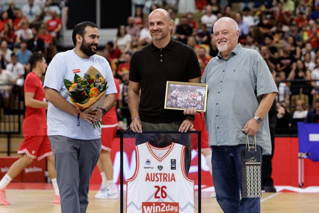 BASKETBALL - FIBA EuroBasket, quali, AUT vs MKD VIENNA,AUSTRIA,30.AUG.26 - BASKETBALL - FIBA EuroBasket 2029 Pre-Qualifier, Austria vs North Macedonia. Image shows Enis Murati (AUT).  GEPAxpictures xArminxRauthner