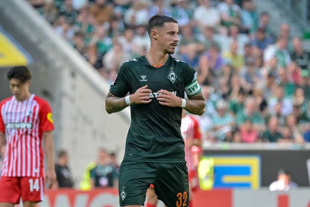 Marco Friedl (SV Werder Bremen, 32) mit neutraler Emotion. GER, SC Freiburg vs Werder Bremen, Fussball, Bundesliga, 1. Spieltag, Saison 2026 2027, 30.08.2026 DFL DFB REGULATIONS PROHIBIT ANY USE OF PHOTOGRAPHS AS IMAGE SEQUENCES AND OR QUASI-VIDEO GER, SC Freiburg vs Werder Bremen, Fussball, Bundesliga, 1. Spieltag, Saison 2026 2027, 30.08.2026 Freiburg *** Marco Friedl, SV Werder Bremen, 32, with a neutral expression, GER, SC Freiburg vs. Werder Bremen, soccer, Bundesliga, Matchday 1, 2026–2027 season, August 30, 2026 DFL DFB regulations prohibit any use of photographs as image sequences and or quasi-video GER, SC Freiburg vs. Werder Bremen, soccer, Bundesliga, Matchday 1, 2026–2027 season, August 30, 2026, Freiburg Copyright: xEibner-Pressefotox EP_THS