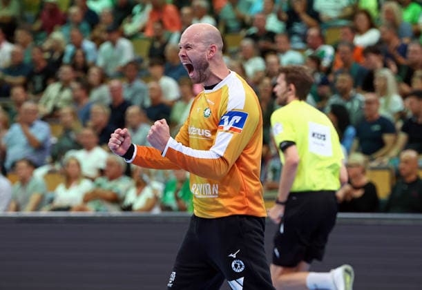 30.08.2026, xovx, Handball Opel Handball-Bundesliga, HSG Wetzlar - SG BBM Bietigheim Jubel bei Bart Ravensbergen (HSG Wetzlar) Wetzlar Buderus Arena Hessen Deutschland (DE)