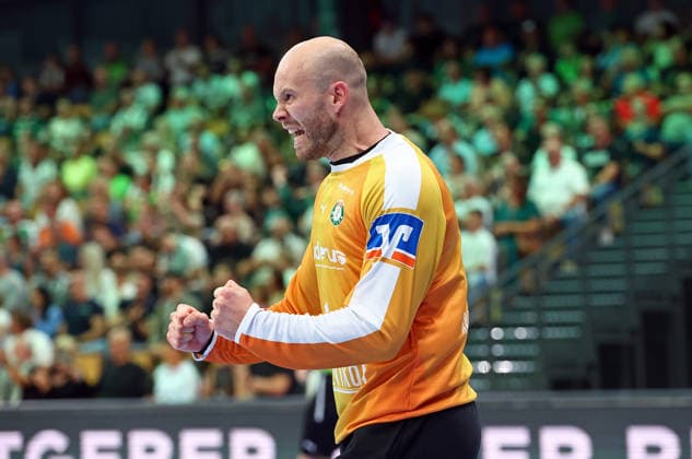 30.08.2026, xovx, Handball Opel Handball-Bundesliga, HSG Wetzlar - SG BBM Bietigheim Jubel bei Bart Ravensbergen (HSG Wetzlar) Wetzlar Buderus Arena Hessen Deutschland (DE)