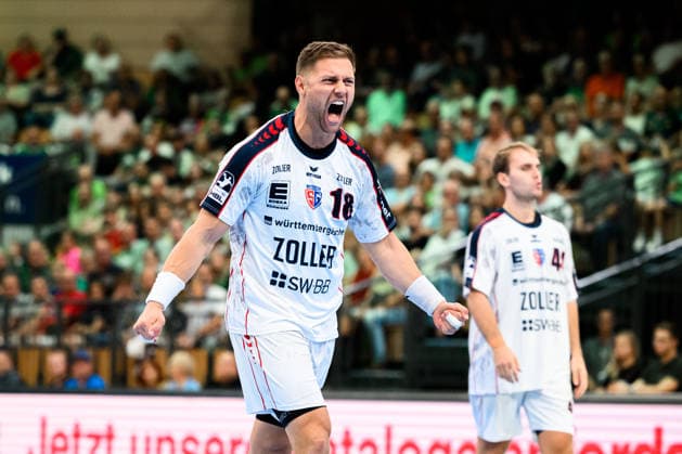 Wetzlar: HBL - 26 27 - HSG Wetzlar - SG BBM Bietigheim Fabian Wiederstein (Bietigheim) Jubel Freude Emotion Wetzlar Buderus Arena Deutschland