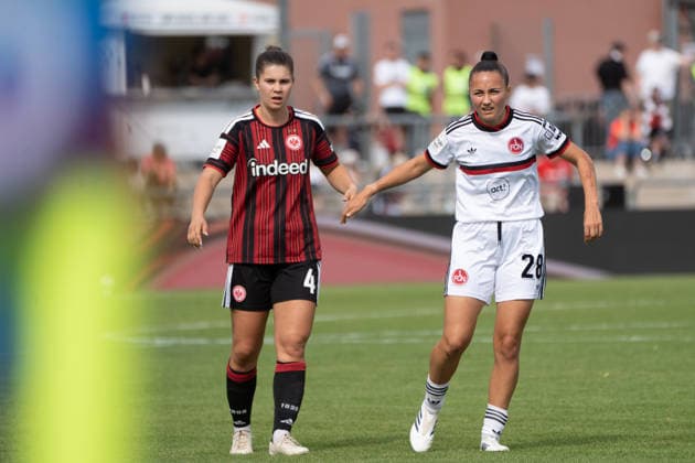 30.08.2026, xhfmx, Fussball Google Pixel Frauen-Bundesliga, Eintracht Frankfurt - 1.FC Nürnberg v.l. Noemi Ivelj (Eintracht Frankfurt, 4), MaÃ«lle Seguin (1.FC Nürnberg, 28) Frankfurt am Main *** August 30, 2026, xhfmx, Soccer Google Pixel Women s Bundesliga, Eintracht Frankfurt vs. 1 FC Nürnberg, Noemi Ivelj (Eintracht Frankfurt), 4, Maëlle Seguin (1 FC Nürnberg), 28, Frankfurt am Main