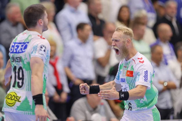 30.08.2026, xtgx, Handball Opel HBL, VfL Gummersbach - SC Magdeburg emspor, v.l. Matthias Musche (Magdeburg, 6) jubel, Torjubel, jubelt ueber das Tor, celebrate the goal, celebration Gummersbach
