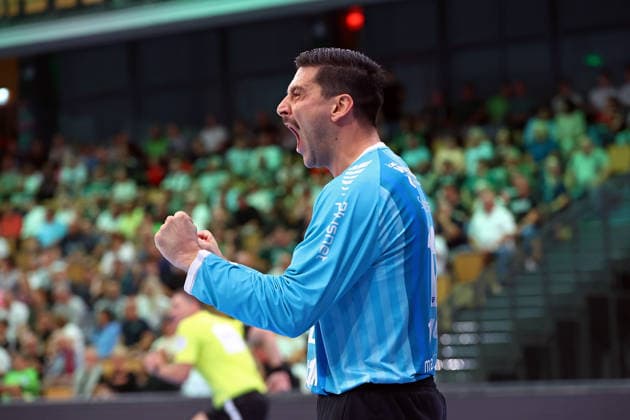 30.08.2026, xovx, Handball Opel Handball-Bundesliga, HSG Wetzlar - SG BBM Bietigheim Jubel bei Martin Tomovski (SG BBM Bietigheim) Wetzlar Buderus Arena Hessen Deutschland (DE)
