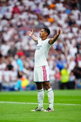 Real Madrid v Malaga - LaLiga EA Sports 2026 27 Jude Bellingham of Real Madrid CF celebrates after scoring his team s second goal during the LaLiga EA Sports 2026 27 match between Real Madrid CF and Malaga CF at Santiago Bernabeu on August 30, 2026 in Madrid, Spain. Madrid Santiago Bernabeu Madrid Spain Copyright: xGokhanxTanerx xPSxImagesxGokhanxTanerx