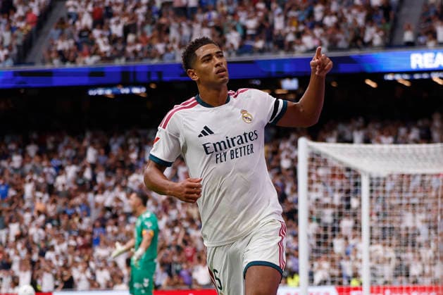 RECORD DATE NOT STATED Jude Bellingham (Real Madrid CF) celebrates after scoring his team˜s first goal during the LaLiga EA Sports match between Real Madrid CF and Malaga CF at Estadio Santiago BernabÃ u on August 30, 2026 in Madrid, Spain. (Photo by Manu Reino DeFodi Images) -