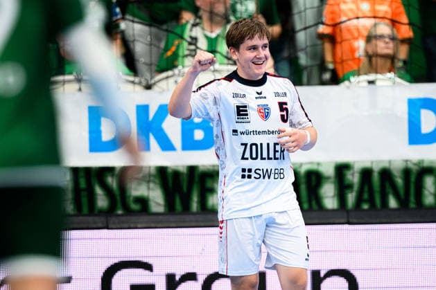 Wetzlar: HBL - 26 27 - HSG Wetzlar - SG BBM Bietigheim Quirin Osswald (Bietigheim) Jubel Freude Emotion Wetzlar Buderus Arena Deutschland