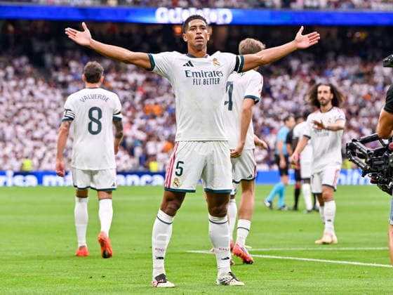 August 30, 2026, Madrid, Madrid, Spain: 5 JUDE BELLINGHAM of Real Madrid CF celebrates a goal (1-0) during the match on Matchday 3 of the 2026-27 National League First Division Championship between REAL MADRID C.F. and MALAGA CF, played at the Bernabeu Stadium on August 30, 2026, in Madrid, Spain. Madrid Spain - ZUMAc312 20260830_zsp_c312_007 Copyright: xOscarxManuelxSanchezx