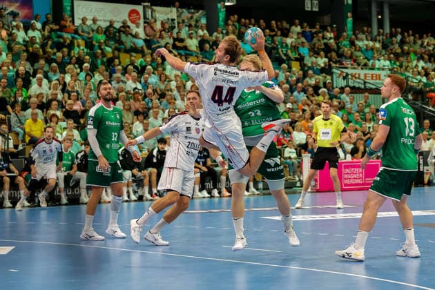 Mathias Rohde Larson (SG BBM Bietigheim, 44) bei erfolgreichem Torwurf. HSG Wetzlar vs SG BBM Bietigheim, Handball, OPEL-HBL, 01. Spieltag, Saison 2026 2027, 30.08.26 HSG Wetzlar vs SG BBM Bietigheim, Handball, OPEL-HBL, 01. Spieltag, Saison 2026 2027, 30.08.26 Wetzlar Copyright: xEibner-Pressefotox EP_JHR