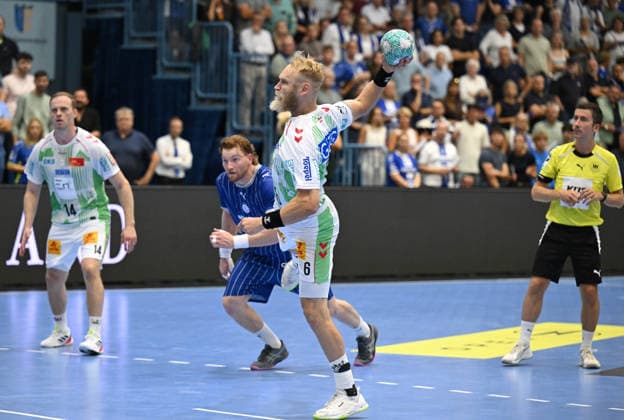 Matthias Musche (SC Magdeburg, 6) beim 7 Meter GER, VfL Gummersbach vs. SC Magdeburg, 1. Handball, Opel Bundesliga, VfL Gummersbach, 1. Liga, Spielzeit 2026 2027, 1. Spieltag, Schwalbe Arena, Gummersbach, 30.08.2026 GER, VfL Gummersbach vs. SC Magdeburg, 1. Handball, Opel Bundesliga, VfL Gummersbach, 1. Liga, Spielzeit 2026 2027, 1. Spieltag, Schwalbe Arena, Gummersbach, 30.08.2026 Gummersbach Copyright: xEibner-Pressefoto JuergenxAugstx EP_JAT