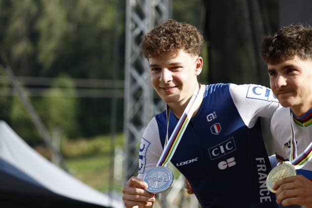 30.08.2026, Daolasa di Commezzadura, Val di Sole Bikeland, 2026 UCI MTB World Championship, WM, Weltmeisterschaft Men U23 s XCO (cross country olympic) Alix Andre Gallis from France, 2nd place and silver medal of the Men U23 s Cross Country Olympic World Championships 2026 Daolasa di Commezzadura Val di Sole Bikeland Trento Italy Copyright: xJustPictures.ch FrancescoxMinghettix jp-en-FrMi-_NG_2708