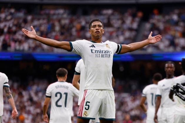RECORD DATE NOT STATED Jude Bellingham (Real Madrid CF) celebrates after scoring his team˜s first goal during the LaLiga EA Sports match between Real Madrid CF and Malaga CF at Estadio Santiago BernabÃ u on August 30, 2026 in Madrid, Spain. (Photo by Manu Reino DeFodi Images) -