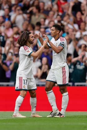 RECORD DATE NOT STATED Jude Bellingham (Real Madrid CF) celebrates after scoring his team˜s second goal during the LaLiga EA Sports match between Real Madrid CF and Malaga CF at Estadio Santiago BernabÃ u on August 30, 2026 in Madrid, Spain. (Photo by Manu Reino DeFodi Images) -