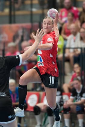 Lea Gruber (Halle, 19), SV Union Halle-Neustadt vs. TuS Metzingen, 1. Handball Bundesliga Frauen, Saison 2026 27, 30.08.2026 Halle SWH Arena Sachsen-Anhalt Deutschland