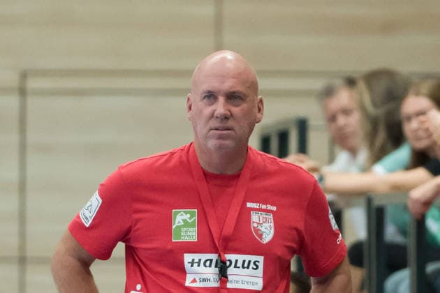 Trainer Pether Krautmeyer (Halle), SV Union Halle-Neustadt vs. TuS Metzingen, 1. Handball Bundesliga Frauen, Saison 2026 27, 30.08.2026 Halle SWH Arena Sachsen-Anhalt Deutschland