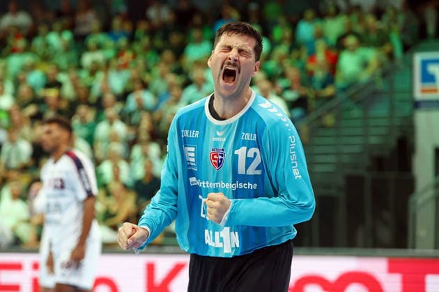30.08.2026, xovx, Handball Opel Handball-Bundesliga, HSG Wetzlar - SG BBM Bietigheim Jubel bei Martin Tomovski (SG BBM Bietigheim) Wetzlar Buderus Arena Hessen Deutschland (DE)