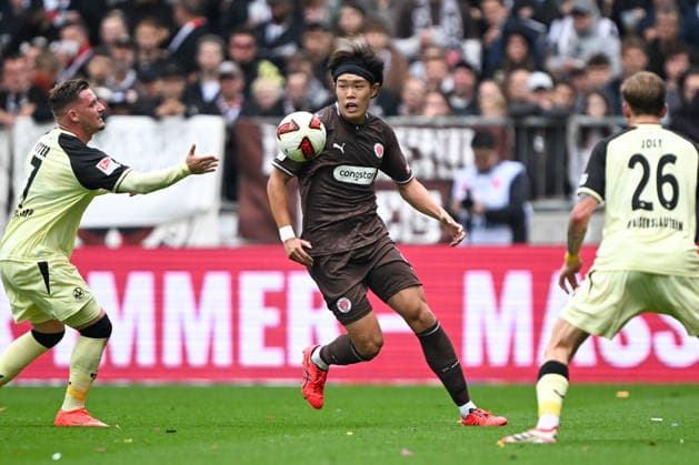 2. Bundesliga - FC St. Pauli - 1. FC Kaiserslautern am 30.08.2026 im Millerntor-Stadion in Hamburg Taichi Hara (St. Pauli) *** 2. Bundesliga: FC St. Pauli 1, FC Kaiserslautern on August 30, 2026, at Millerntor Stadium in Hamburg; Taichi Hara, St. Pauli MT