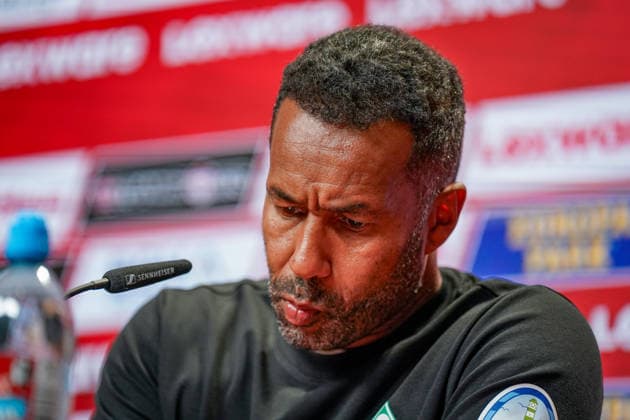 Deutschland: Fussball Bundesliga Saison 2026 - 2027, 1. Spieltag - SC Freiburg vs Werder Bremen - Europa Park Stadion (Freiburg): Daniel Thioune (Trainer, Werder Bremen) Pressekonferenz, Medien *** Germany Soccer Bundesliga 2026–2027 Season, Matchday 1: SC Freiburg vs. Werder Bremen at Europa-Park Stadium in Freiburg; Daniel Thioune, Head Coach of Werder Bremen; Press Conference; Media Copyright: xJOERANxSTEINSIEKx