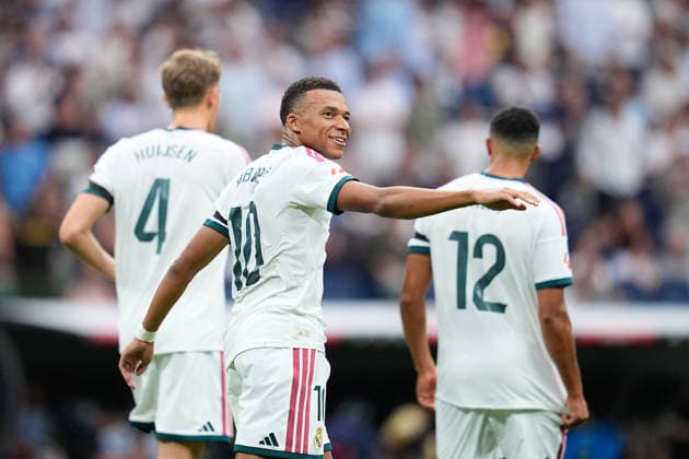 August 30, 2026, Madrid, Madrid, Spain: Kylian Mbappe of Real Madrid CF celebrates after scoring his team s third goal during the Spanish League, LaLiga EA Sports, football match played between Real Madrid and Malaga CF at Bernabeu stadium on August 30, 2026, in Madrid, Spain. Madrid Spain - ZUMAa181 20260830_zaa_a181_090 Copyright: xDennisxAgyemanx