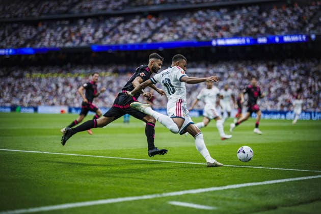 Real Madrid CF v Malaga CF - LaLiga MADRID, SPAIN - AUGUST 30: Kylian Mbappe of Real Madrid CF controls the ball during the LaLiga EA Sports match between Real Madrid CF and Malaga CF at Bernabeu Stadium on August 30, 2026 in Madrid, Spain. Pablo Garcia Sacristan Anadolu Madrid Spain. Editorial use only. Please get in touch for any other usage.  Copyright: x2026xAnadoluxPabloxGarciaxSacristanx