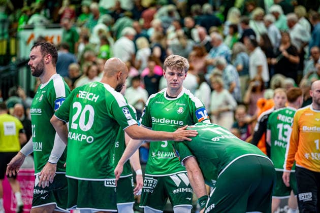 OPEL Handball Bundesliga; HSG Wetzlar - SG BBM Bietigheim, 30.08.26 Cyrill Akakpo (HSG Wetzlar, 20), Tristan Kirschner (HSG Wetzlar, 5), Petter Oeverby (HSG Wetzlar, 11), Nikolaj Laesoe (HSG Wetzlar, 32) OPEL Handball Bundesliga; HSG Wetzlar - SG BBM Bietigheim: Wetzlar, 30.08.26 Copyright: xBEAUTIFULxSPORTS Roeczeyx