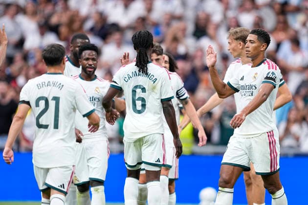 August 30, 2026, Madrid, Madrid, Spain: Jude Bellingham of Real Madrid CF celebrates after scoring his team s second goal during the Spanish League, LaLiga EA Sports, football match played between Real Madrid and Malaga CF at Bernabeu stadium on August 30, 2026, in Madrid, Spain. Madrid Spain - ZUMAa181 20260830_zaa_a181_103 Copyright: xOscarxJ.xBarrosox