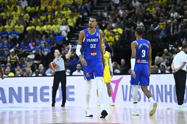 France s Victor Wembanyama during the Fiba World Cup Qualifier, second round group L, basket ball match between Sweden and France at Avicii Arena in Stockholm, Sweden August 30, 2026. STOCKHOLM SWEDEN x10080x