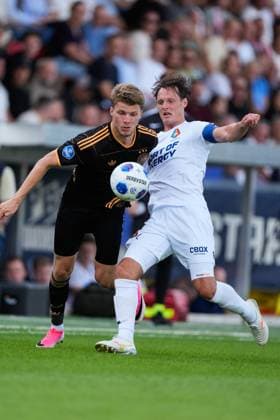 VELSEN-ZUID , 30-08-2026 , BUKO Stadion , season 2026 2027 , Dutch Eredivisie football , match between Telstar and Ajax , Picture shows AFC Ajax player Anton Gaaei and Telstar player Jeff Hardeveld Telstar - Ajax  x206253201x Copyright: