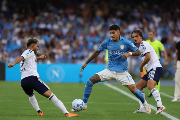 Napoli™s Mathias Olivera during the Serie A soccer match between Napoli and Como at the Diego Armando Maradona Stadium in Naples, southern italy - Sunday , August 30, 2026. - Soccer .  Copyright: xAlessandroxGarofalo LaPressex