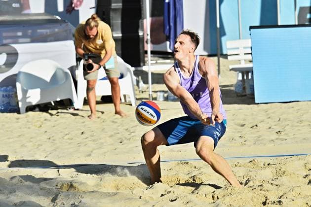 Ondrej Perusic from Czech Republic in action during the World Beach volleyball, Beachvolleyball Pro Tour, category Futures, on August 30, 2026, in Brno, Czech Republic. (CTKxPhoto PatrikxUhlir) CTKPhotoP2026083004740  CTKPhotoP2026083004740