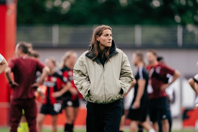 30.08.26, Women, Football, Google Pixel Frauen Bundesliga, Season 2026 2027, Bayer 04 Leverkusen - VfL Wolfsburg, Matchday 2 Carlotta Wamser ( 37 - Bayer 04 Leverkusen) after the match Leverkusen Ulrich-Haberland-Stadion NRW Deutschland