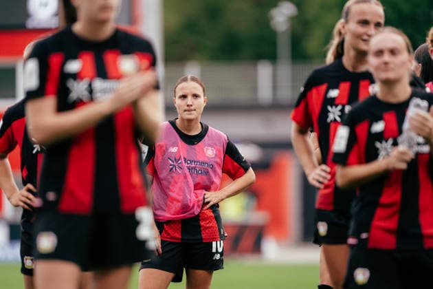 30.08.26, Women, Football, Google Pixel Frauen Bundesliga, Season 2026 2027, Bayer 04 Leverkusen - VfL Wolfsburg, Matchday 2 Estrella Merino Gonzalez ( 10 - Bayer 04 Leverkusen) sad after the match Leverkusen Ulrich-Haberland-Stadion NRW Deutschland