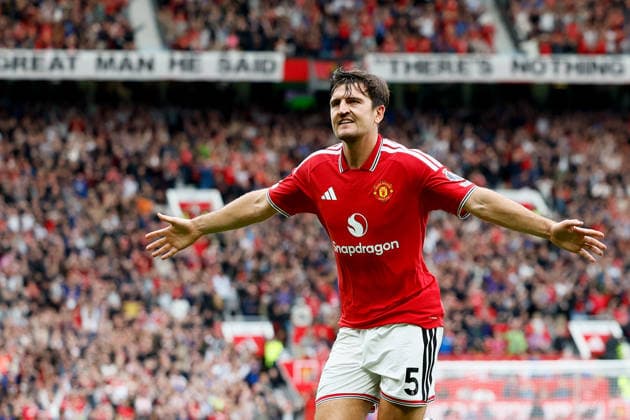 Manchester United, ManU v Ipswich Town - Premier League 2026 27 Harry Maguire of Manchester United celebrates 2nd gaol during the Premier League 2026 27 match between Manchester United and Ipswich Town at Old Trafford on August 30, 2026 in Manchester, England. WARNING! This Photograph May Only Be Used For Newspaper And Or Magazine Editorial Purposes. May Not Be Used For Publications Involving 1 player, 1 Club Or 1 Competition Without Written Authorisation From Football DataCo Ltd. For Any Queries, Please Contact Football DataCo Ltd on +44 (0) 207 864 9121 Manchester Old Trafford England United Kingdom Copyright: xAllstarxPicturexLibraryxLtdx
